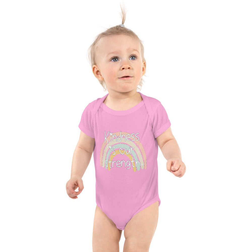 KINDNESS IS OUR STRENGTH BABY ONESIE