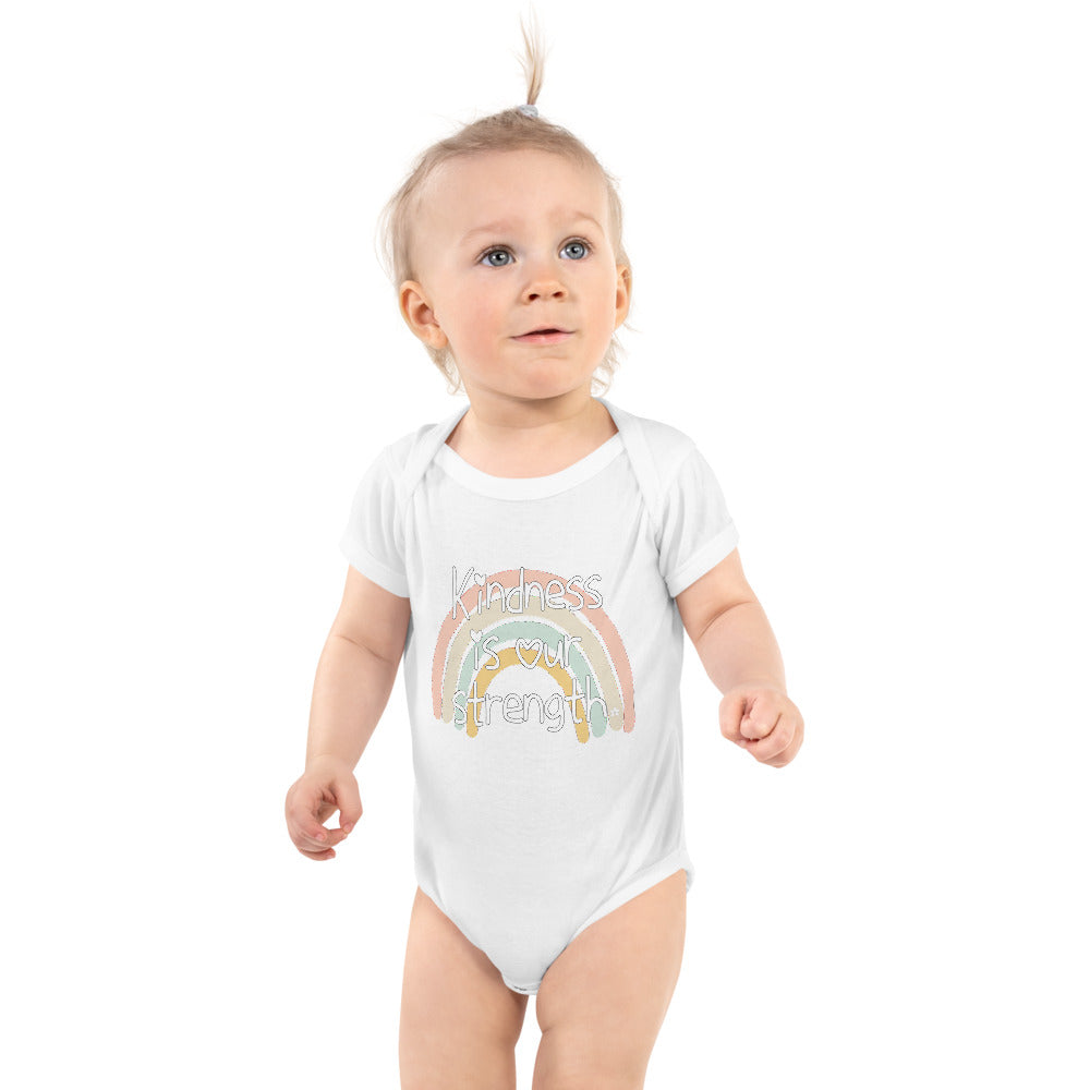 KINDNESS IS OUR STRENGTH BABY ONESIE